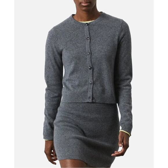 PEOPLES REPUBLIC OF CASHMERE Sz S Small Gray O Cardigan Sweater NWT - Picture 1 of 12